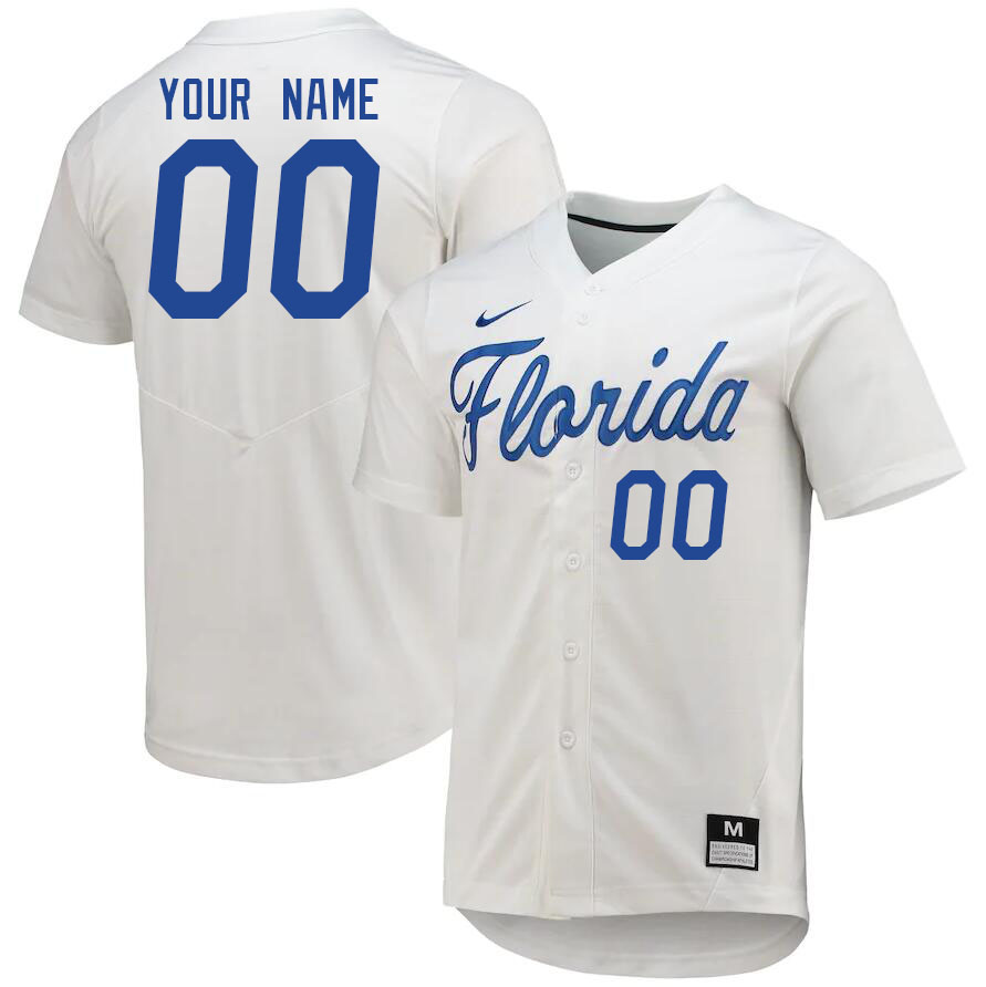 Custom Florida Gators Name And Number College Baseball Jerseys Stitched-White
